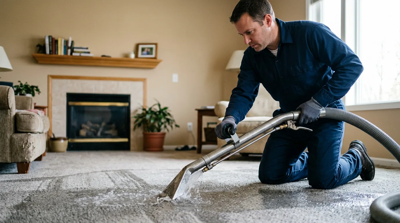 Water damage restoration technician working near Wilburton, OK